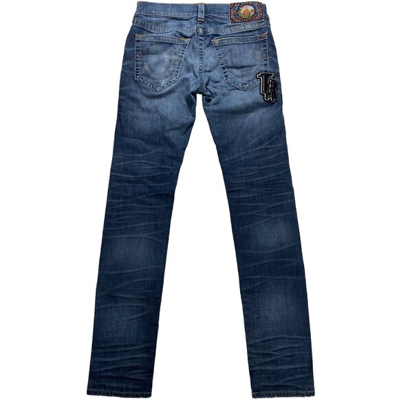 True Religion Rocco Relaxed Skinny Fit jeans US Flag Appliqué Jeans mens 30x33.5 - Picture 2 of 12